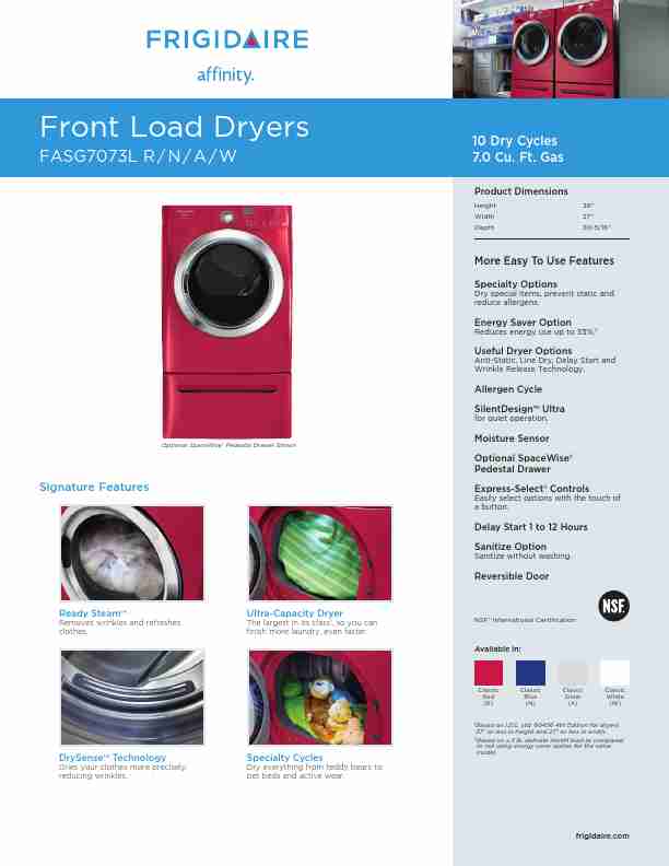 Frigidaire Clothes Dryer FASG7073L RNAW-page_pdf